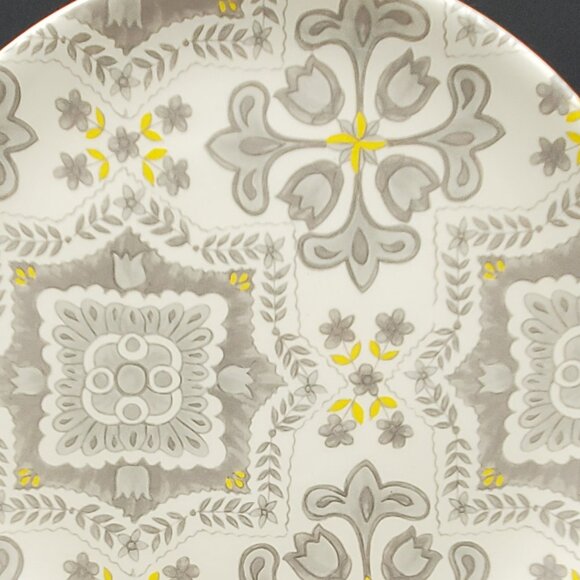 Pier 1 Malina Tapestry Salad Plate Gray White Yellow Floral Tapestry Plate - Picture 6 of 6